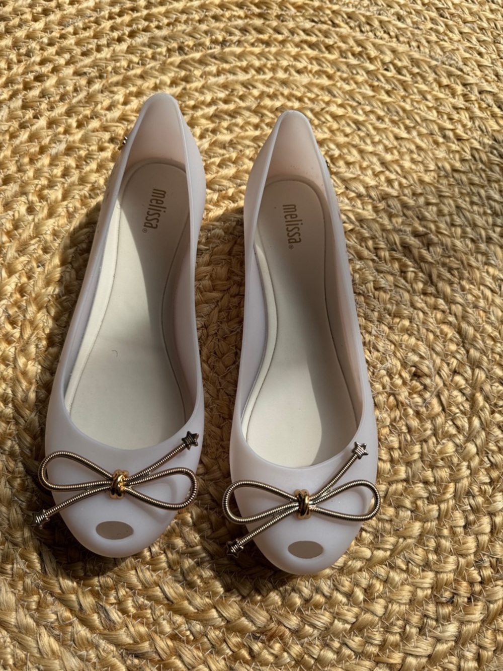 Melissa Soft purple Jelly Ballet Flats with Gold Bow Accent